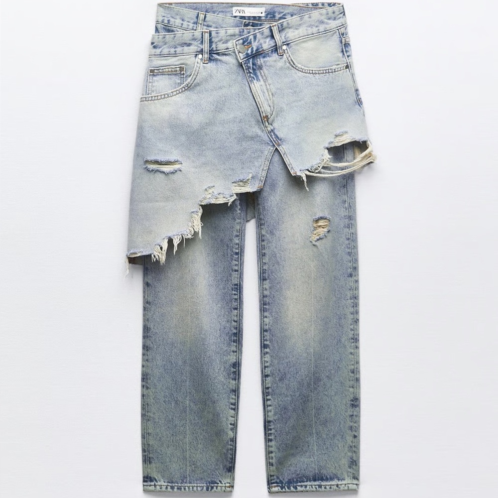 Zara Distressed Light Blue Jeans